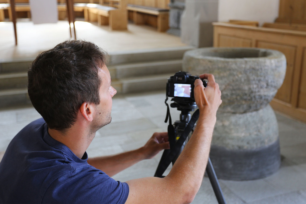 Photogrammétrie des fonts baptismaux de l'église de Scharans