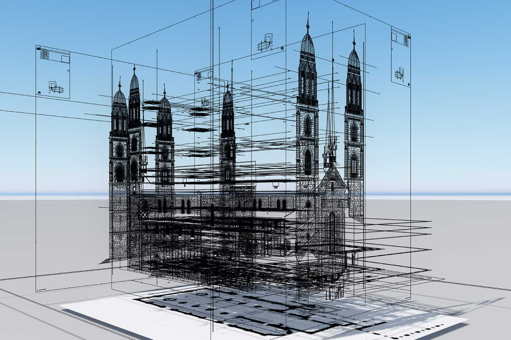 Grossmünster à Zurich, relevé du bâtiment, HMQ AG