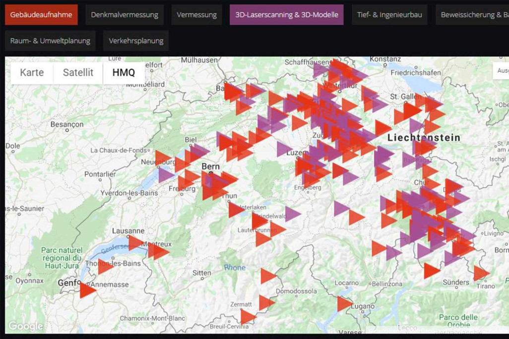 Carte nationale suisse, relevé des bâtiments et modèles 3D, HMQ AG