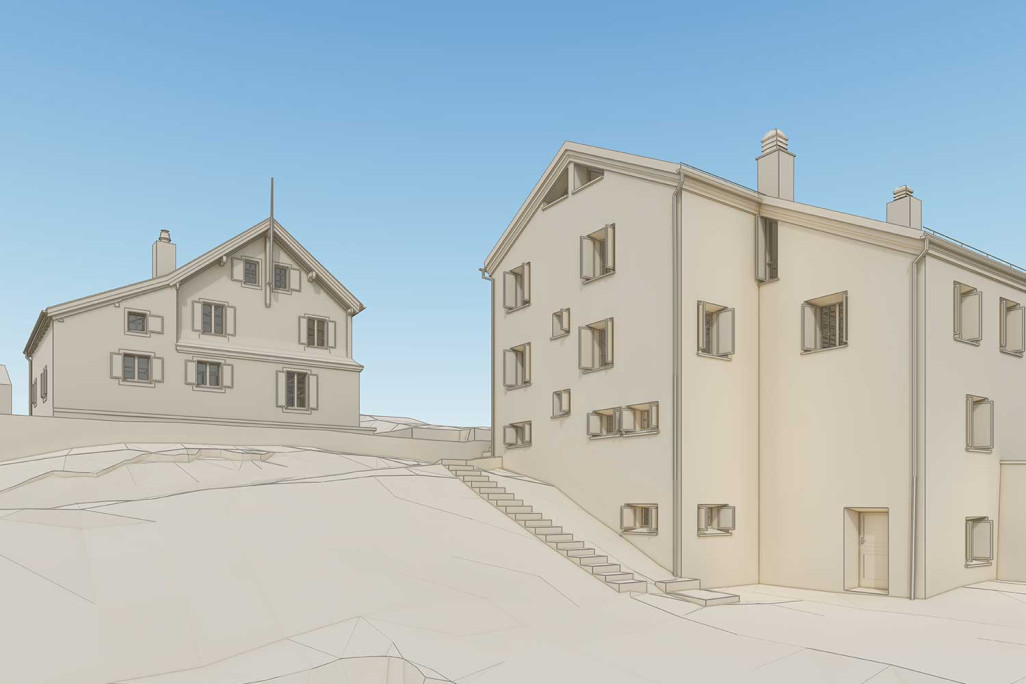 Saas Grund VS, modèle 3D SAC Cabane Weissmies, HMQ AG