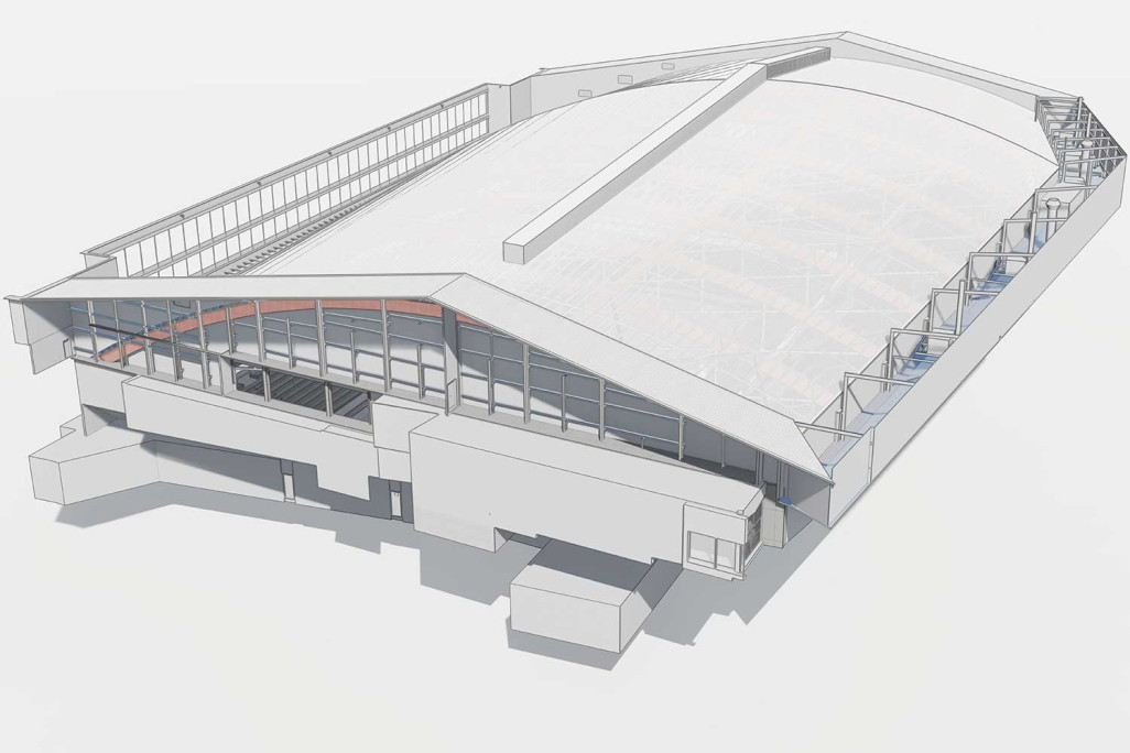 Berne, PostFinance Arena, modèle 3D du toit, HMQ AG