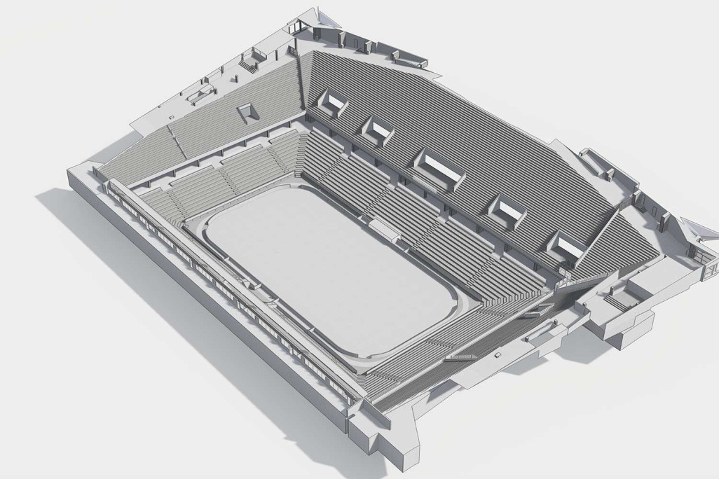 Berne, PostFinance Arena, modèle 3D de la tribune, HMQ AG