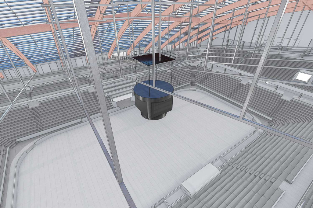 Berne, PostFinance Arena, modélisation 3D de la patinoire, HMQ AG