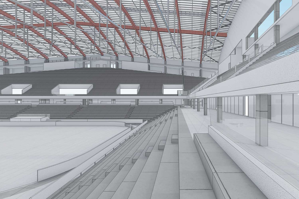 Berne, PostFinance Arena, modélisation 3D, HMQ AG