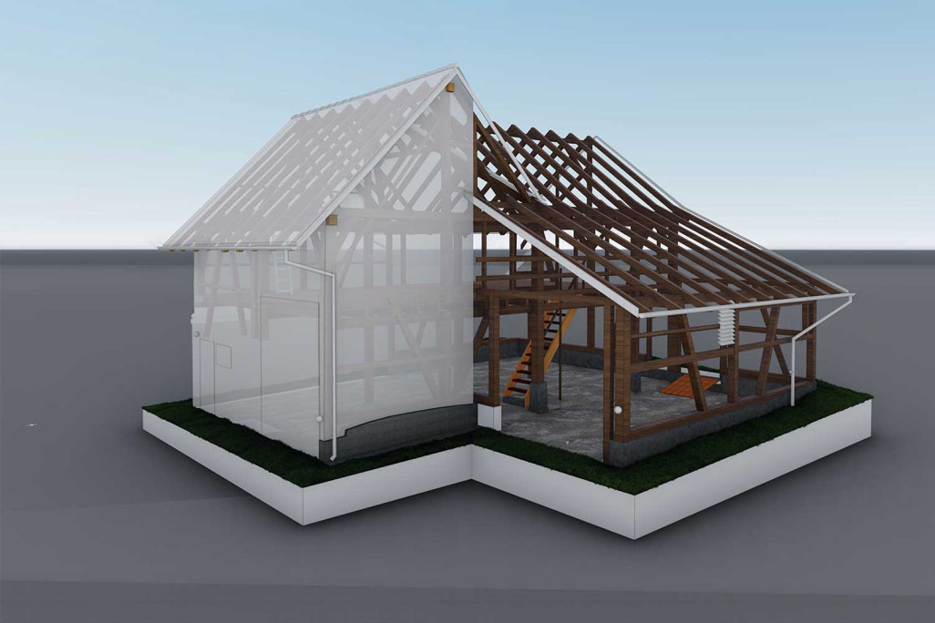 Zurich, relevé du bâtiment Schopf, modèle 3D, HMQ AG