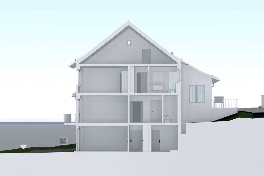 Mesure du bâtiment, coupe 3D, HMQ AG