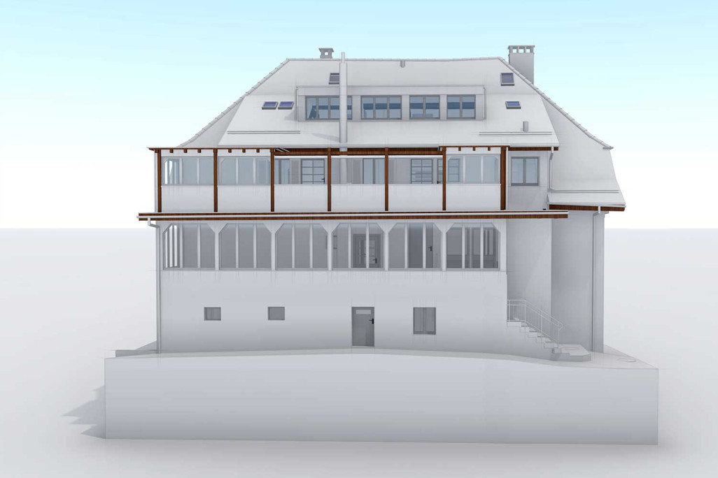 Modélisation 3D à partir du relevé du bâtiment, façade 3D, HMQ AG