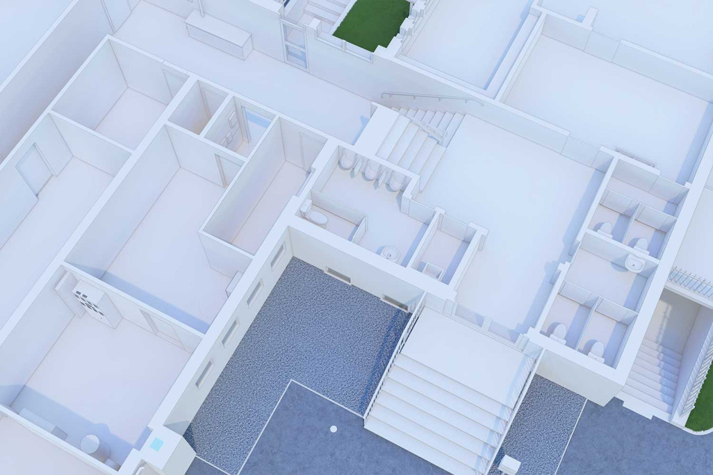 Relevé du bâtiment de la paroisse, plan 3D, HMQ AG