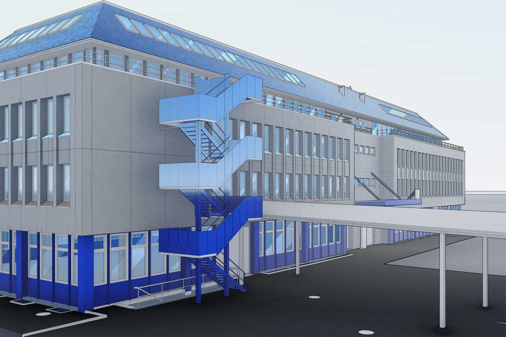 Wetzikon, modèle 3D issu du relevé du bâtiment, HMQ AG