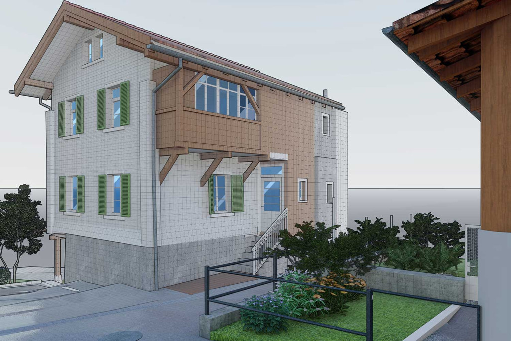 Malans GR, relevé de bâtiment EFH, modèle 3D, HMQ AG