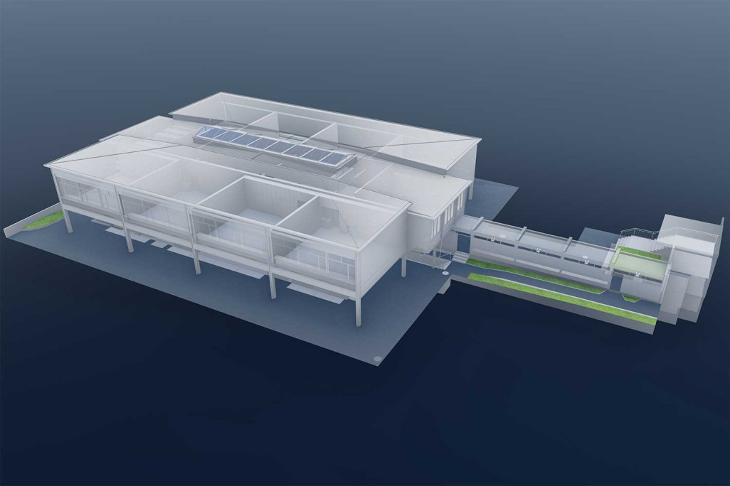 Modèle 3D, relevé du bâtiment scolaire, HMQ AG