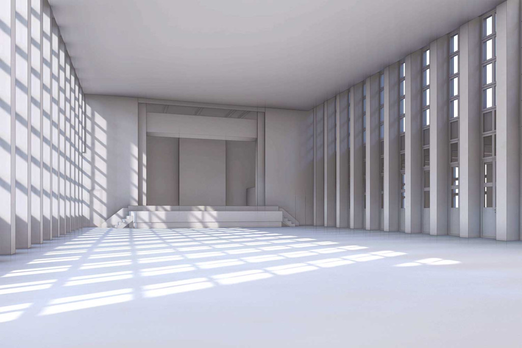 Zurich, maison paroissiale Rosengarten, modèle 3D de la salle, HMQ AG