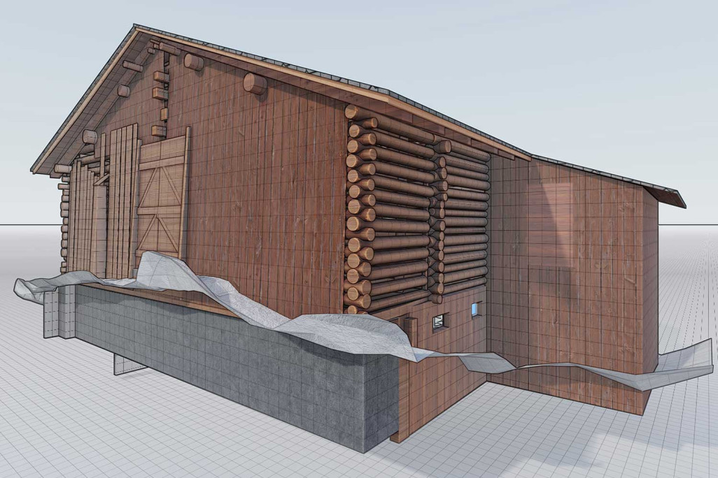Modèle 3D d'une étable dans les Grisons, HMQ AG