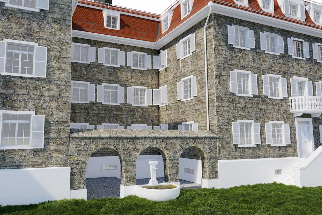 Andeer GR, mesure de bâtiments, biens d'exploitation, fontaines, HMQ AG