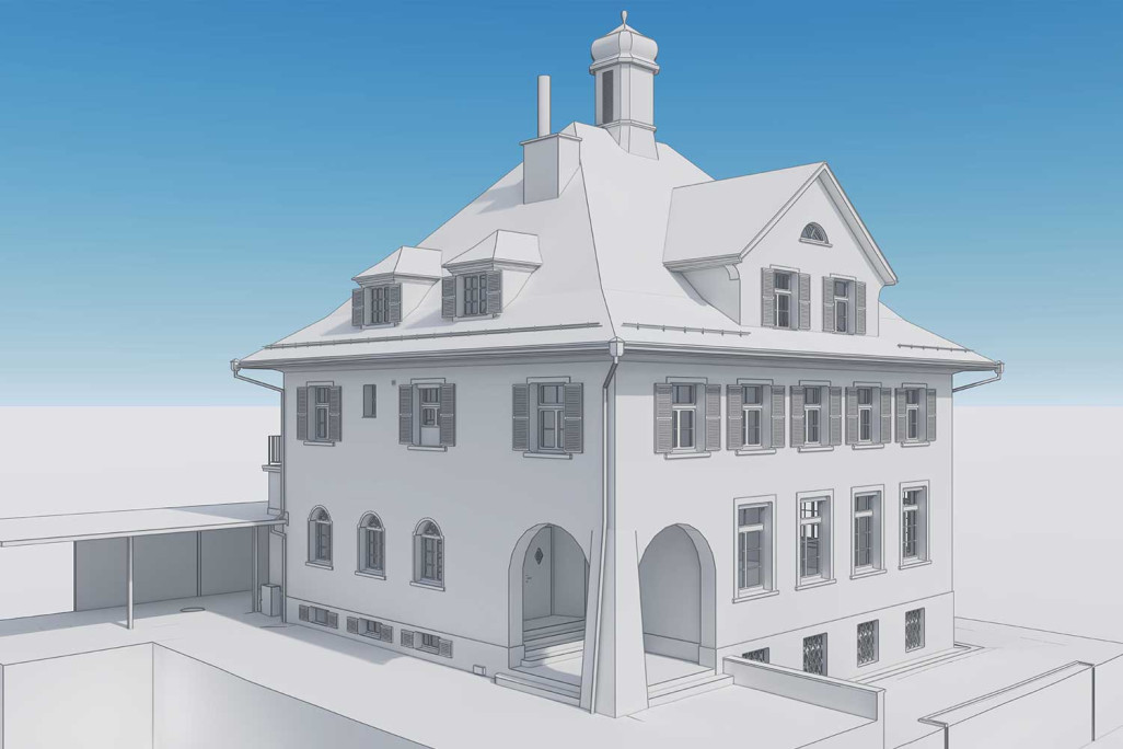 Mesure du bâtiment et modélisation 3D de la maternelle Erzenholz à Frauenfeld, HMQ AG