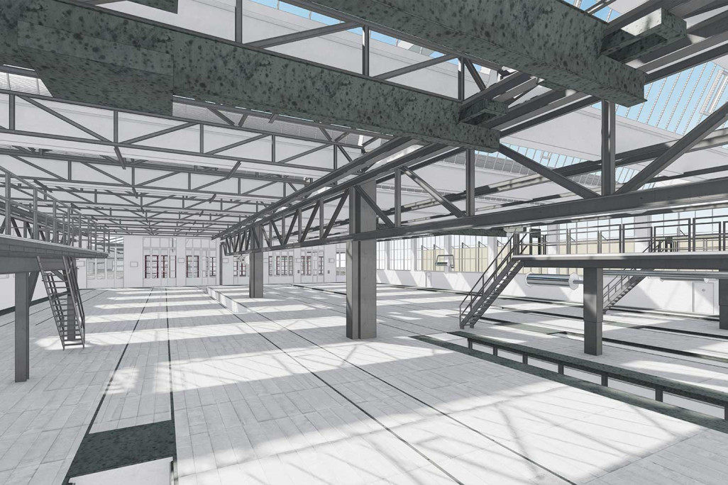 Bienne, atelier CFF de Bienne, mesure du bâtiment, modèle 3D, HMQ AG