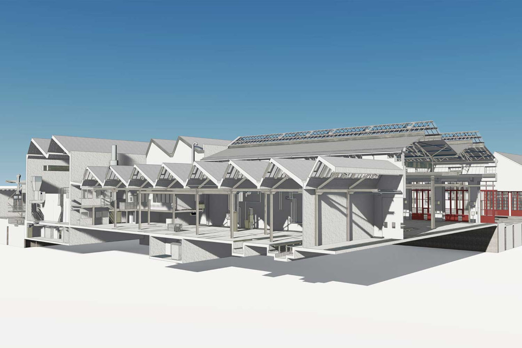 Bienne, atelier CFF de Bienne, modélisation 3D du bâtiment, HMQ AG