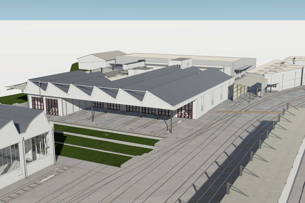 Bienne, atelier CFF de Bienne, mesure du bâtiment Vue Modélisation 3D, HMQ AG