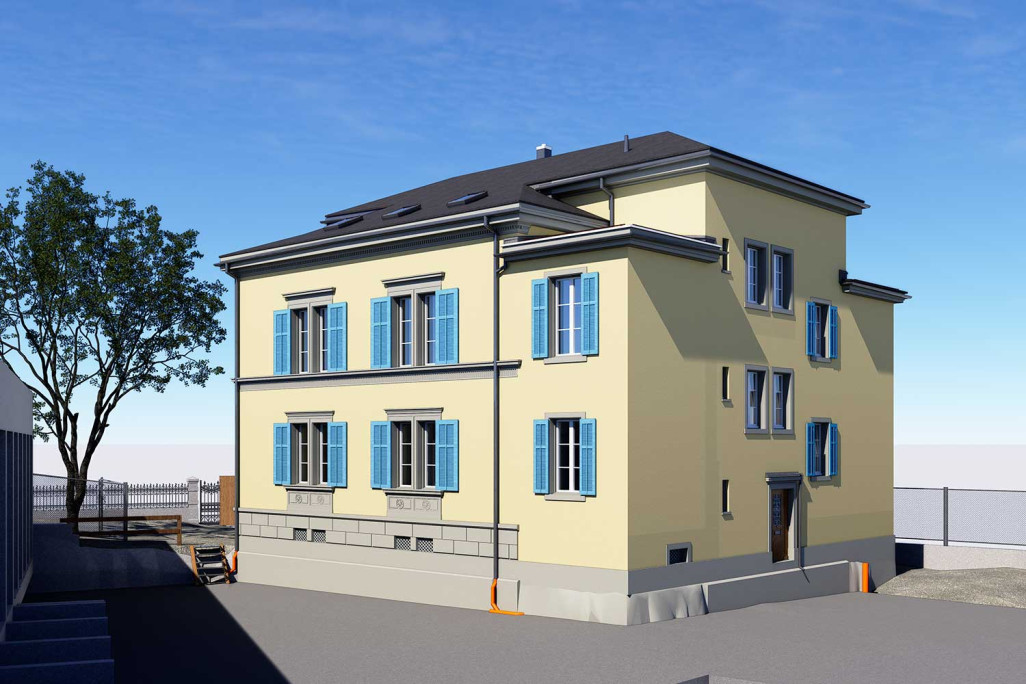 Relevé du bâtiment et modélisation 3D de la Villa Brügger à Coire, HMQ AG