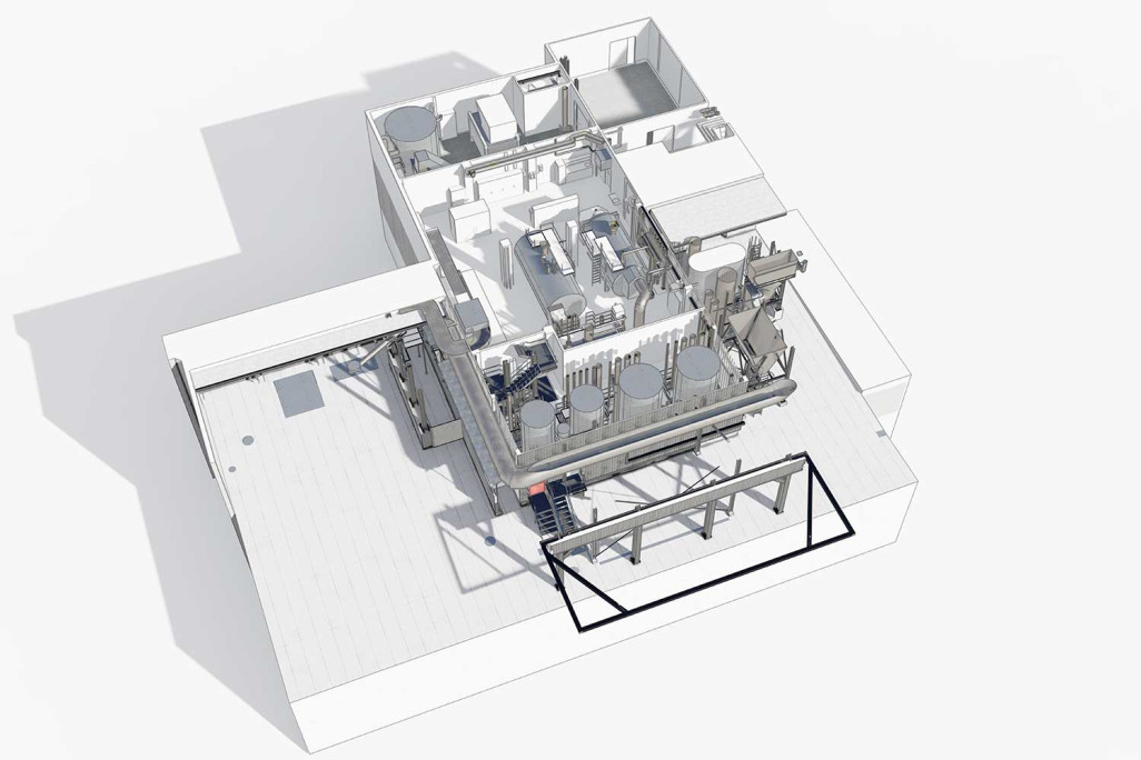 Schönbühl (BE), centrale énergétique Shoppyland, plan issu d'un modèle 3D, HMQ AG