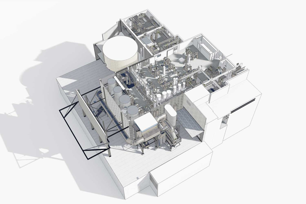 Schönbühl (BE), centrale énergétique Shoppyland, plan issu d'une modélisation 3D, HMQ AG