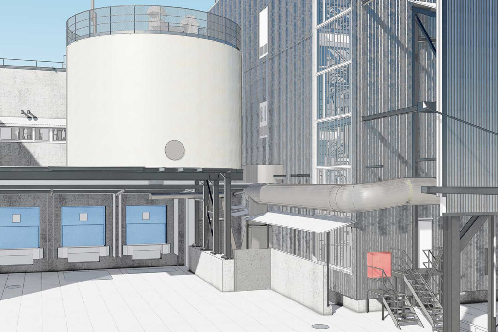 Schönbühl (BE), relevé du bâtiment de la centrale énergétique Shoppyland, HMQ AG