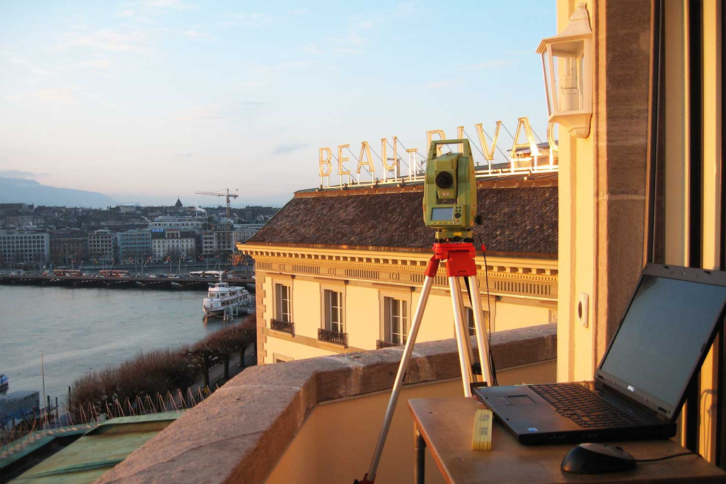 Mesure du bâtiment de l'hôtel de luxe Beau-Rivage à Genève, HMQ AG