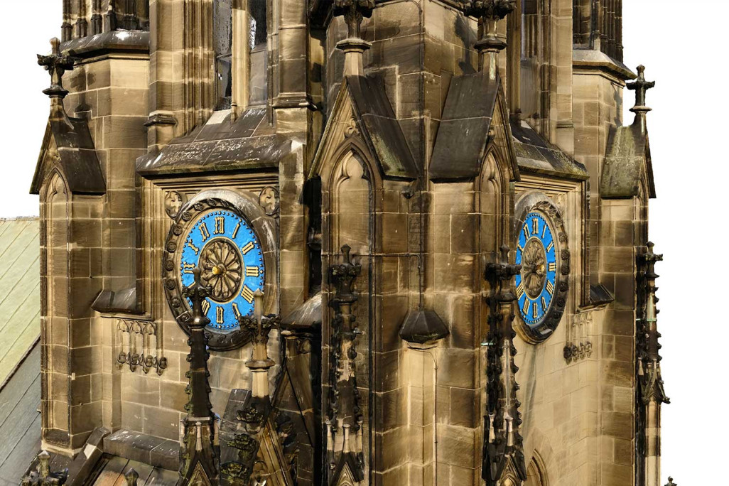 Modèle 3D, Église Sainte-Élisabeth à Bâle, détail de la tour, HMQ AG