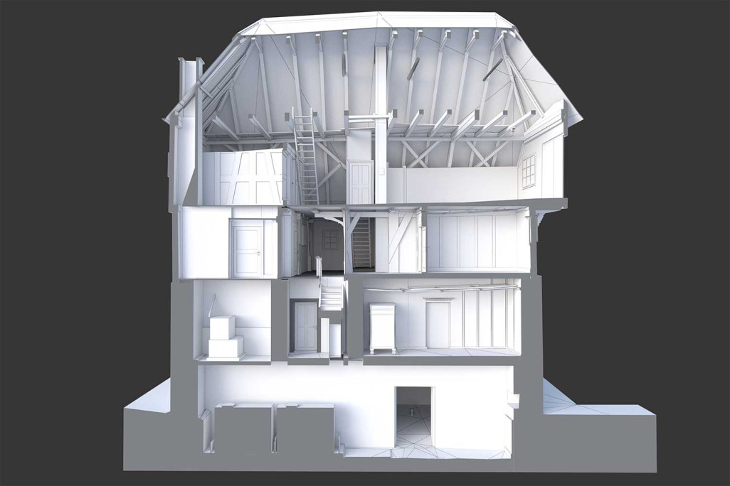 Modèle 3D issu d'un relevé de bâtiment, HMQ AG